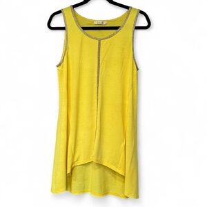 Spense Bright Yellow Sleeveless Tank with Metallic Trim